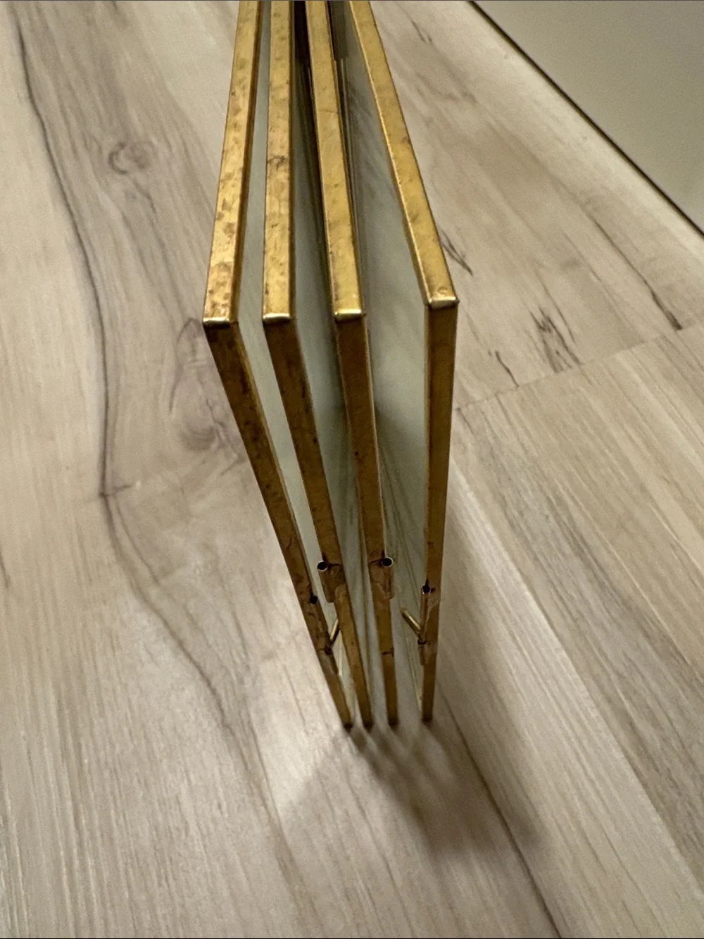 Vintage Brass & Glass 4-Panel Folding Photo Frame